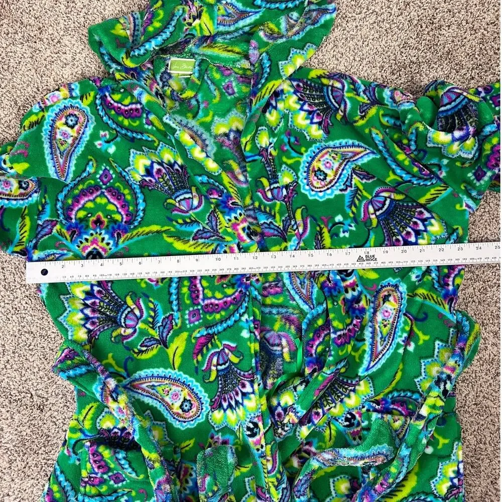 Vera Bradley Womens S/M Boho Maximalist Y2K Plush Loungewear Hooded Tie Robe